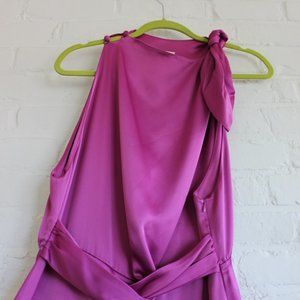 Asymmetrical neckline midi dress